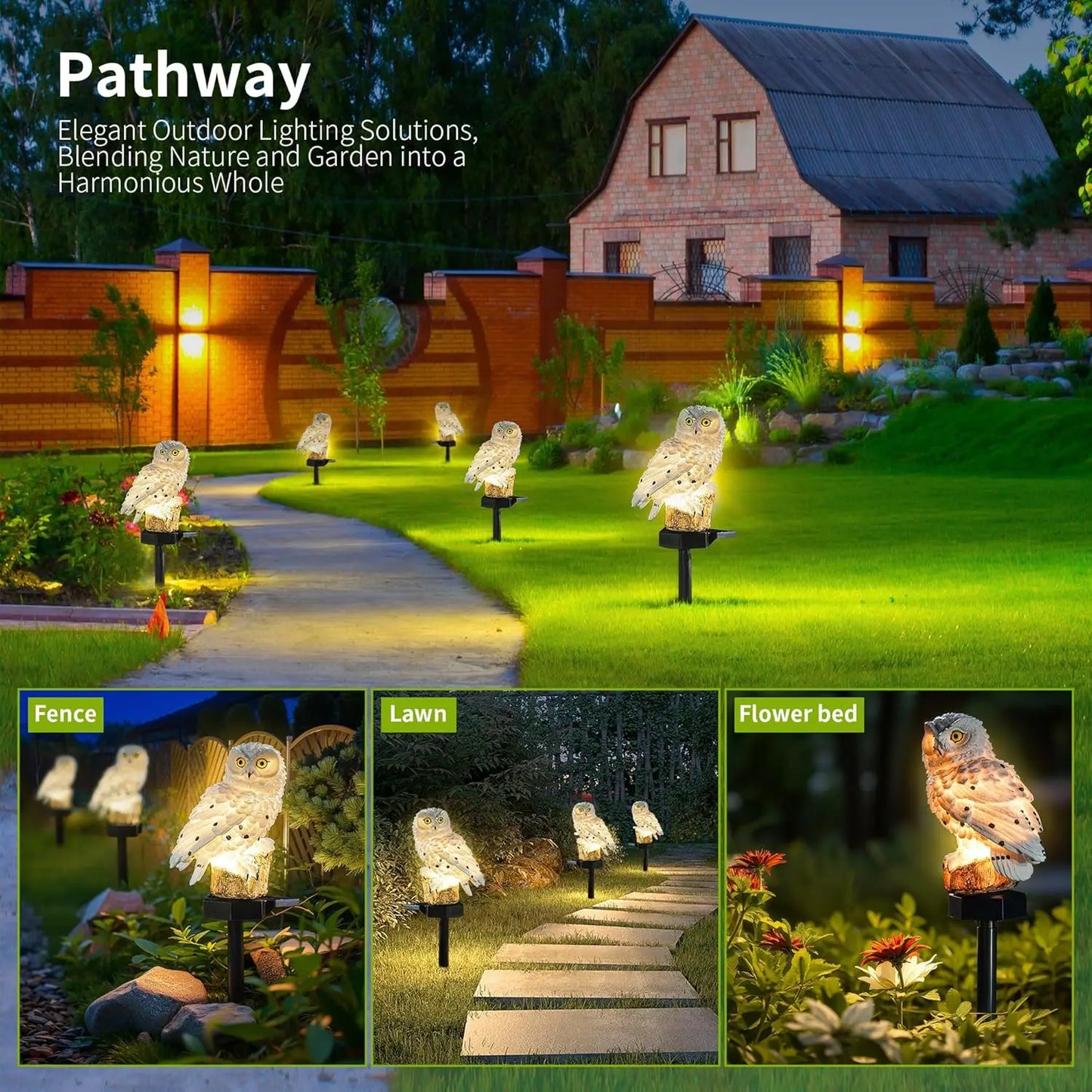 Solar Owl Garden Lights Set Of 2 Scare Bird Deterrents