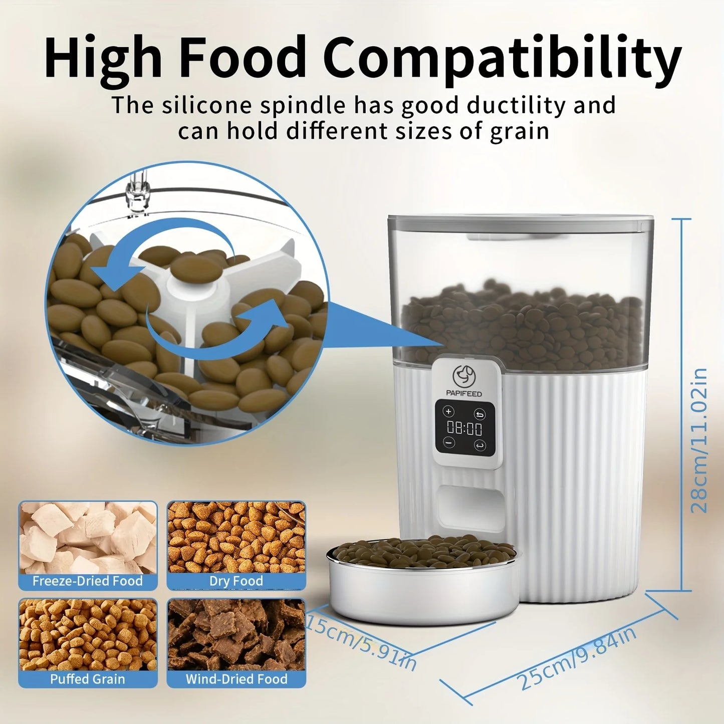 Automatic Feeder Dog Cat Food Wi Fi Remote Smart Dispenser