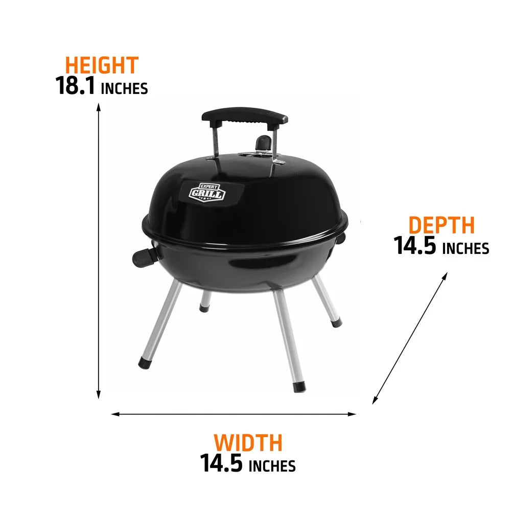 Portable Charcoal Grill 14.5 Inch Dome Design Ideal for Camping and Picnics