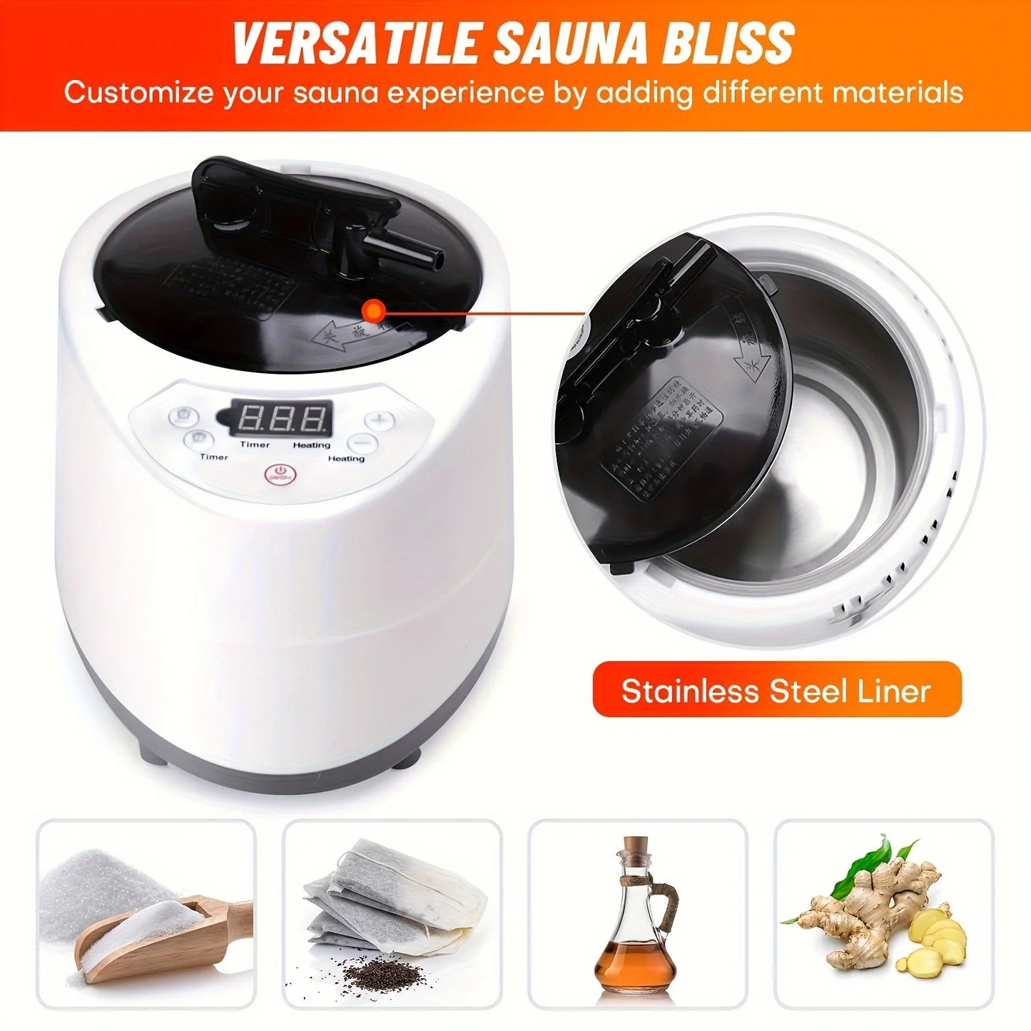 Portable Home Sauna with 2.6L Steamer and Folding Chair for Full Body Relaxation