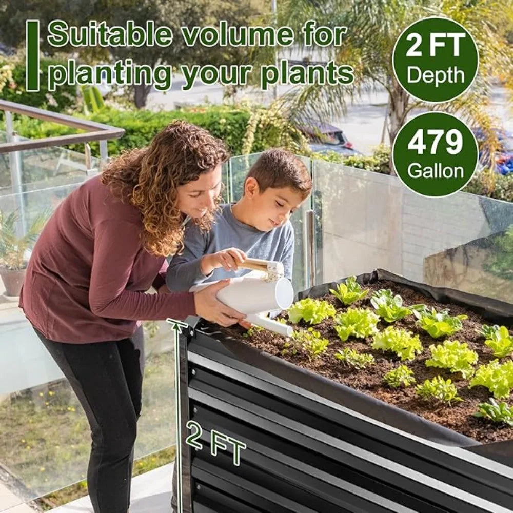 New Metal Raised Bed Garden Kit 8x4x2ft Tall Galvanized Planter Box Outdoor