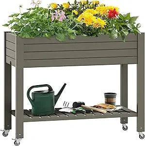 YITAHOME Elevated Garden Bed Kit with Legs and Wheels Large Resin Planter Box
