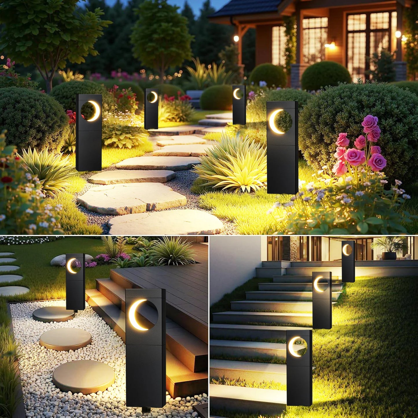 4 Pack Super Bright Solar Lights with 12 Hours Auto On and Off Outdoor Pathway Garden Patio LED Decor for Wedding and Mother's Day