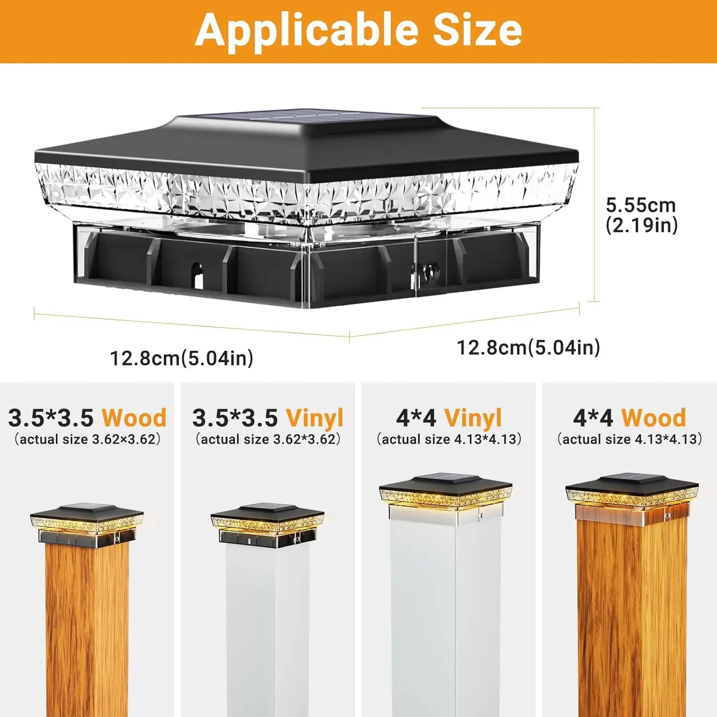 4x4 Solar Post Cap Light 16 LEDs Warm Cool Waterproof