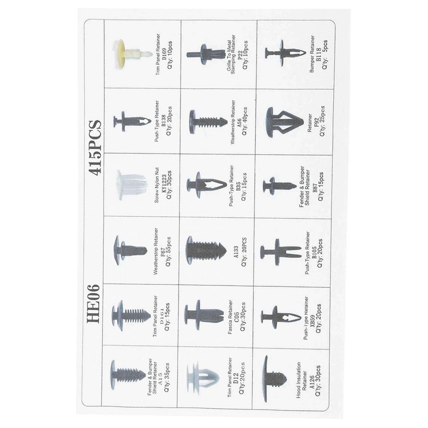 Automotive Clip And Retainer Kit 415 Pieces Car Push Pin Rivets Bumper Door Panel Fasteners With Screwdriver