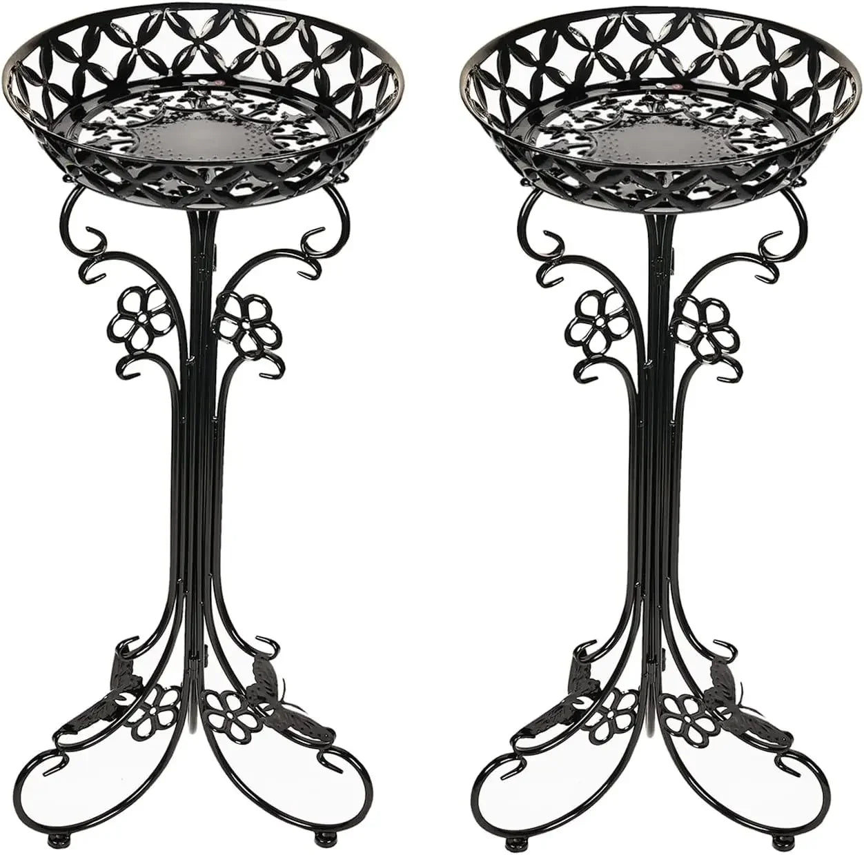 Lightweight Black Metal Flower Pot Stands 29.7 Inches Tall 2 Pack