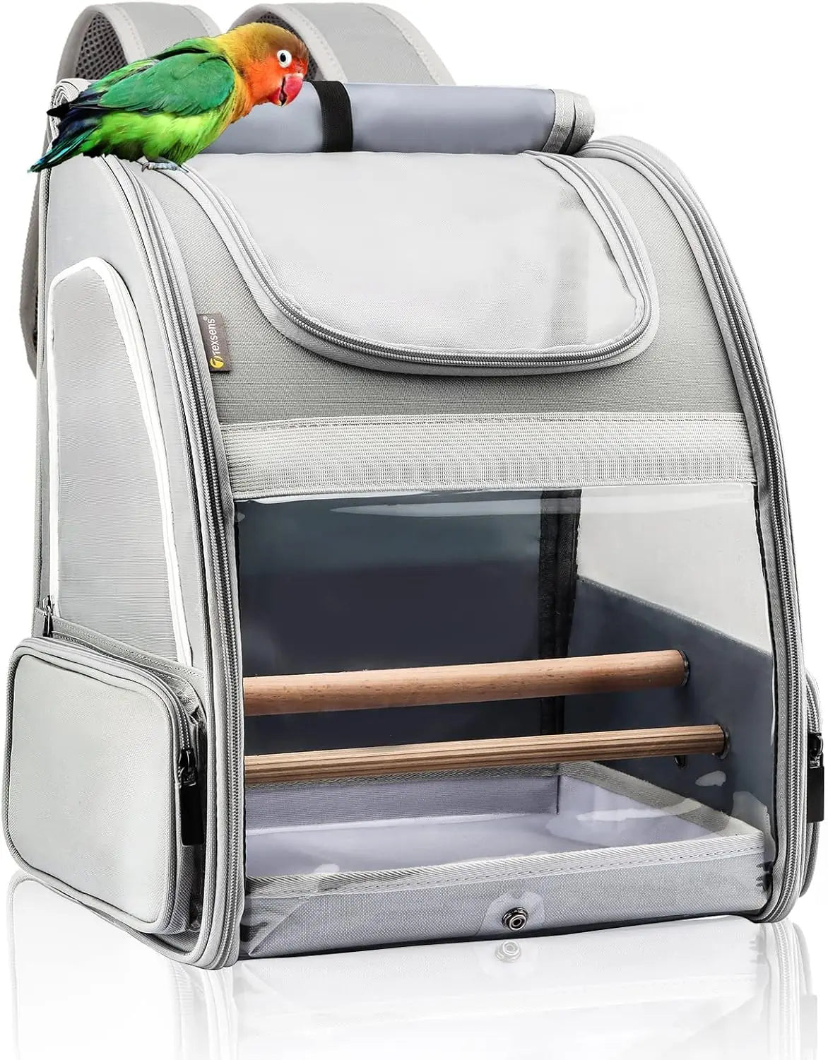 Portable Bird Carrier Backpack for Small Birds with Upgraded Tray and Perches