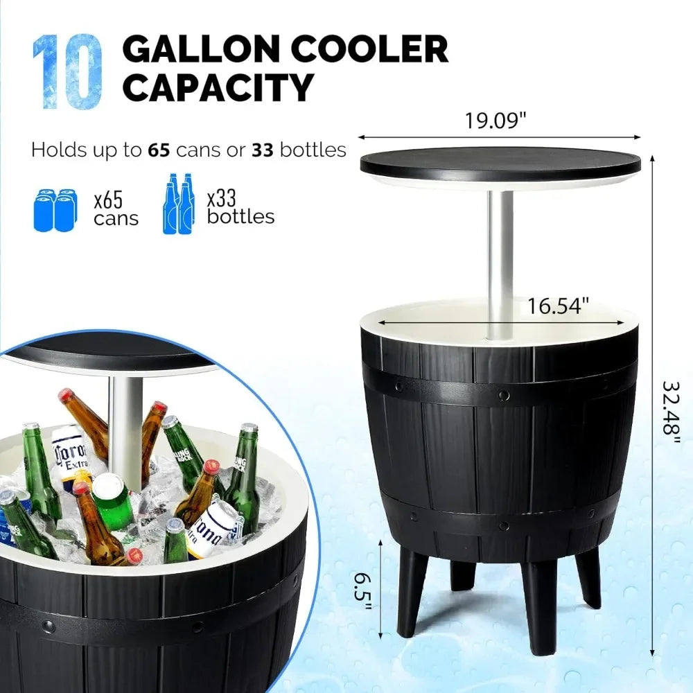 Outdoor Cooler Side Table With 10 Gallon Ice Cooler