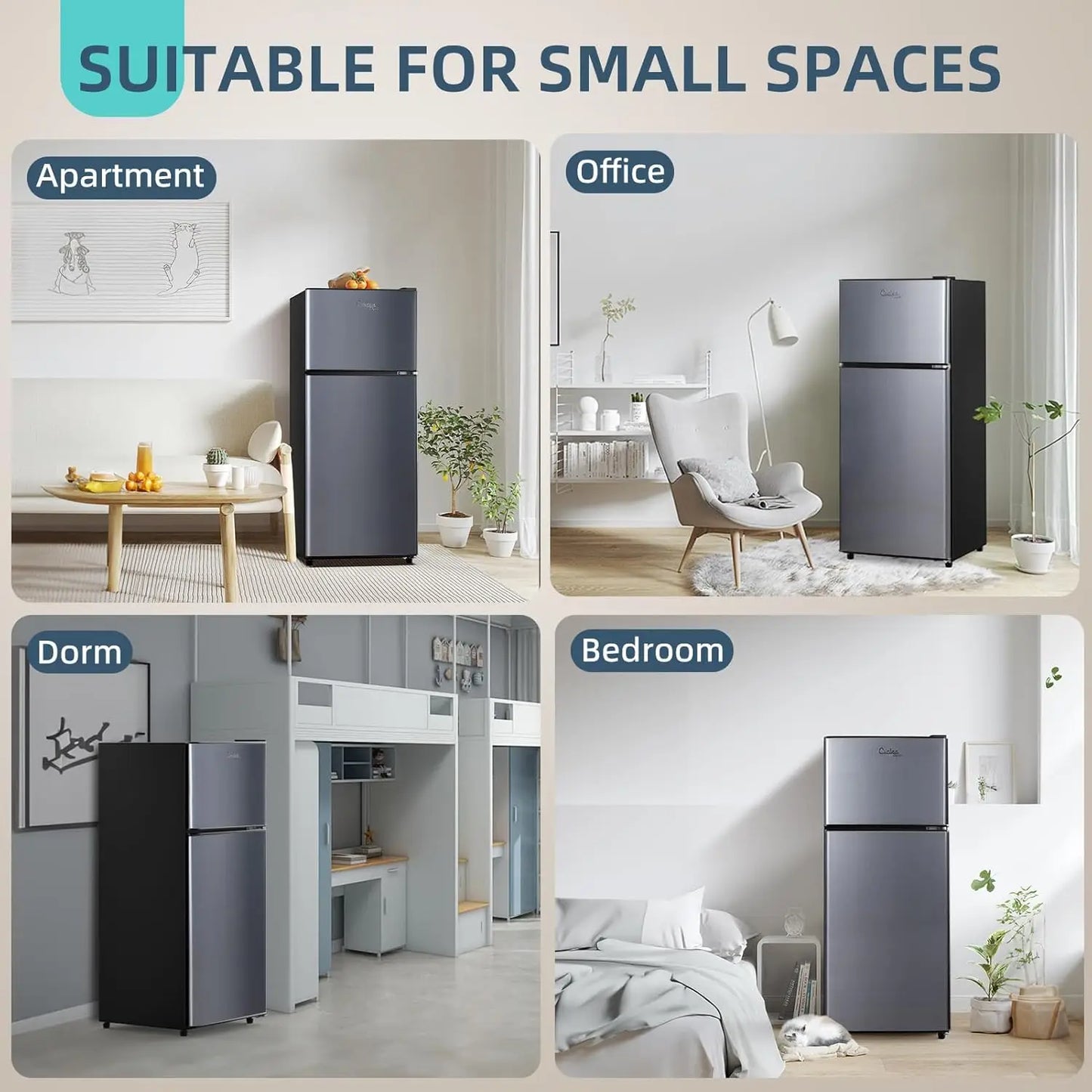 4.2 Cu. Ft Small Refrigerator with Freezer Double Door, Energy-Efficient, Large Capacity.