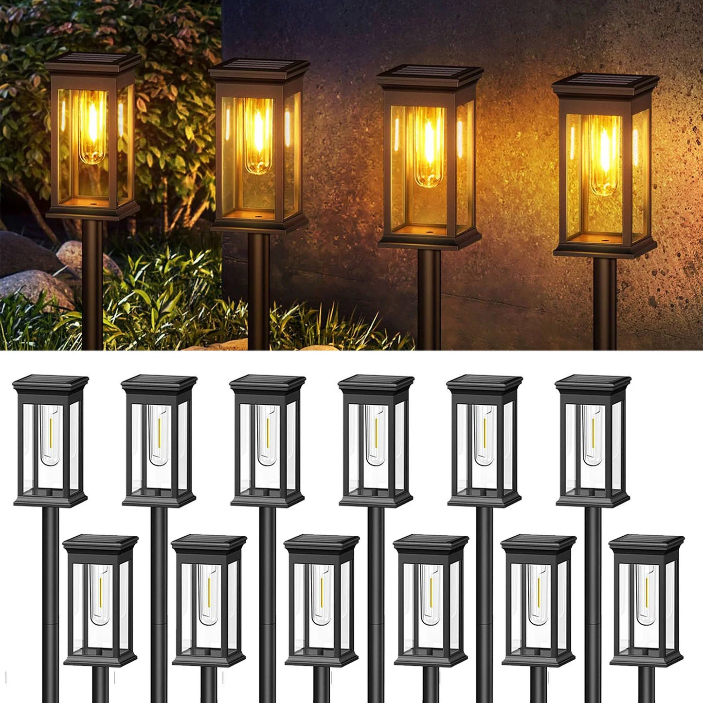 KPSTEK Solar Lights for Yard and Garden Walkway 2700K Upgraded Outdoor LED Path Lights