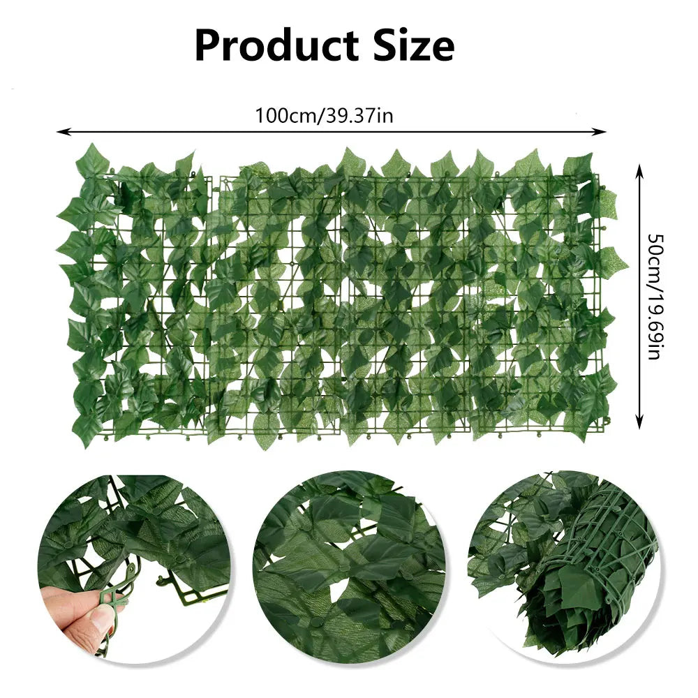 1PCS Artificial Ivy Privacy Fence Wall Screen 100X50 Greenery Backdrop Ivy Vine