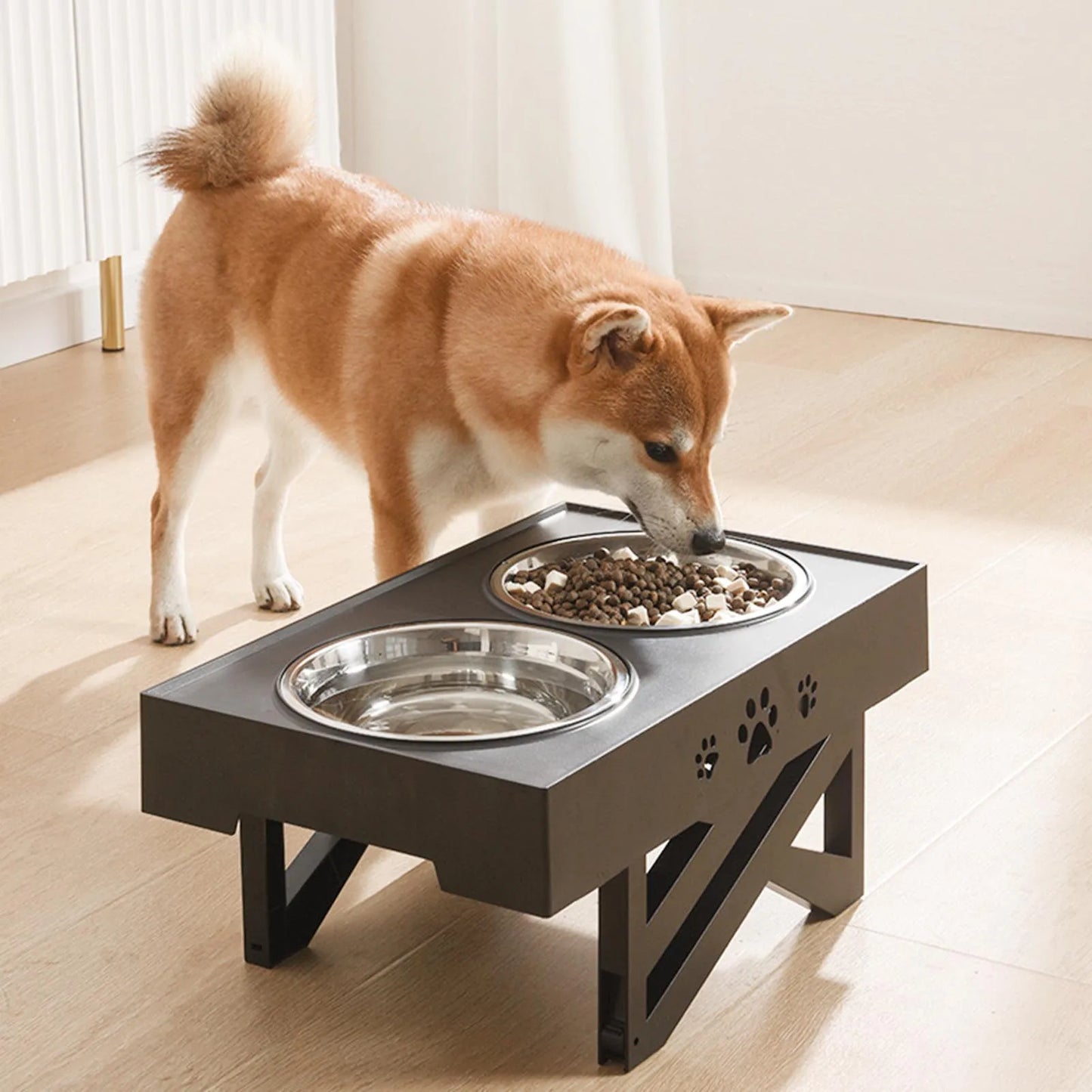 Stainless Steel Elevated Dog Bowl Non Slip No Spill Design Pet Feeder Promotes Healthy Digestion