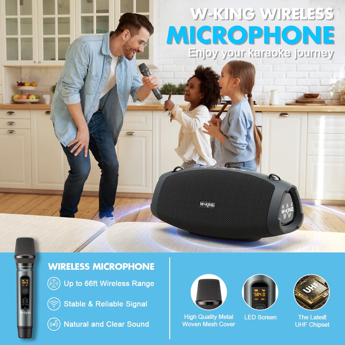 W-KING 70W Portable Loud Bluetooth Speakers with Microphone