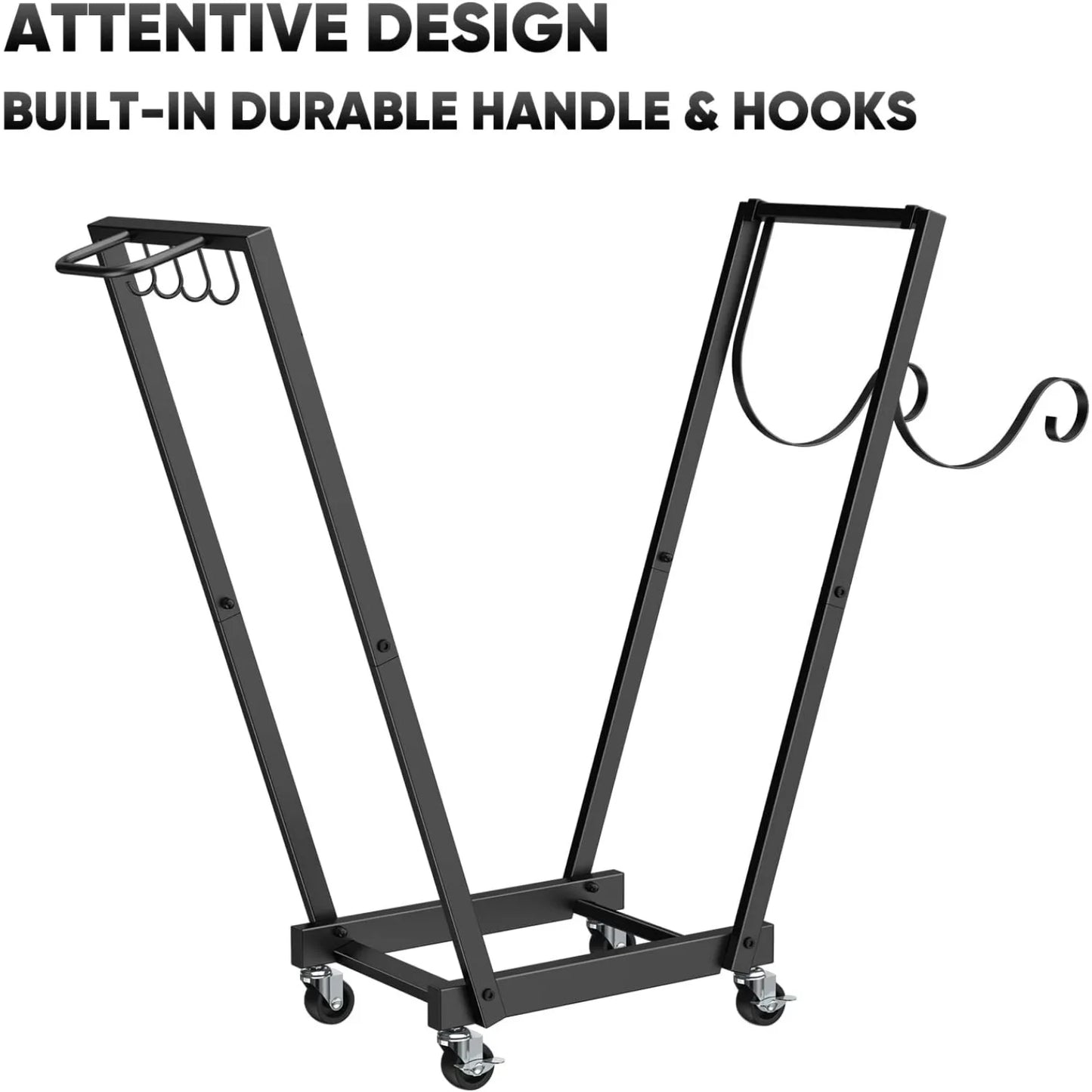 Mobile Firewood Rack with Wheels and Removable Kindling Shelf for Indoor Outdoor Use