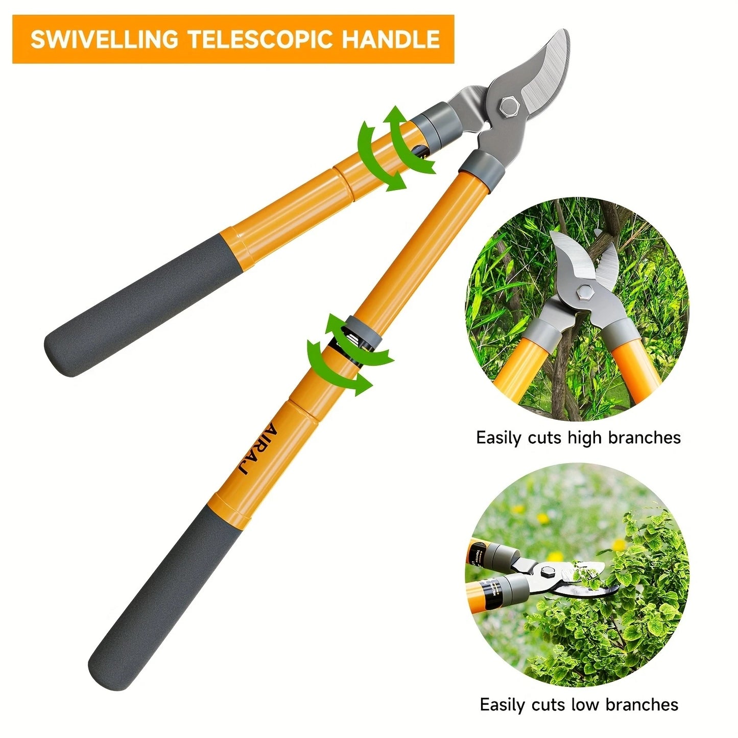 Bypass Lopper , Hedge Shears, Pruning Shears with Telescopic Handles, Extendable