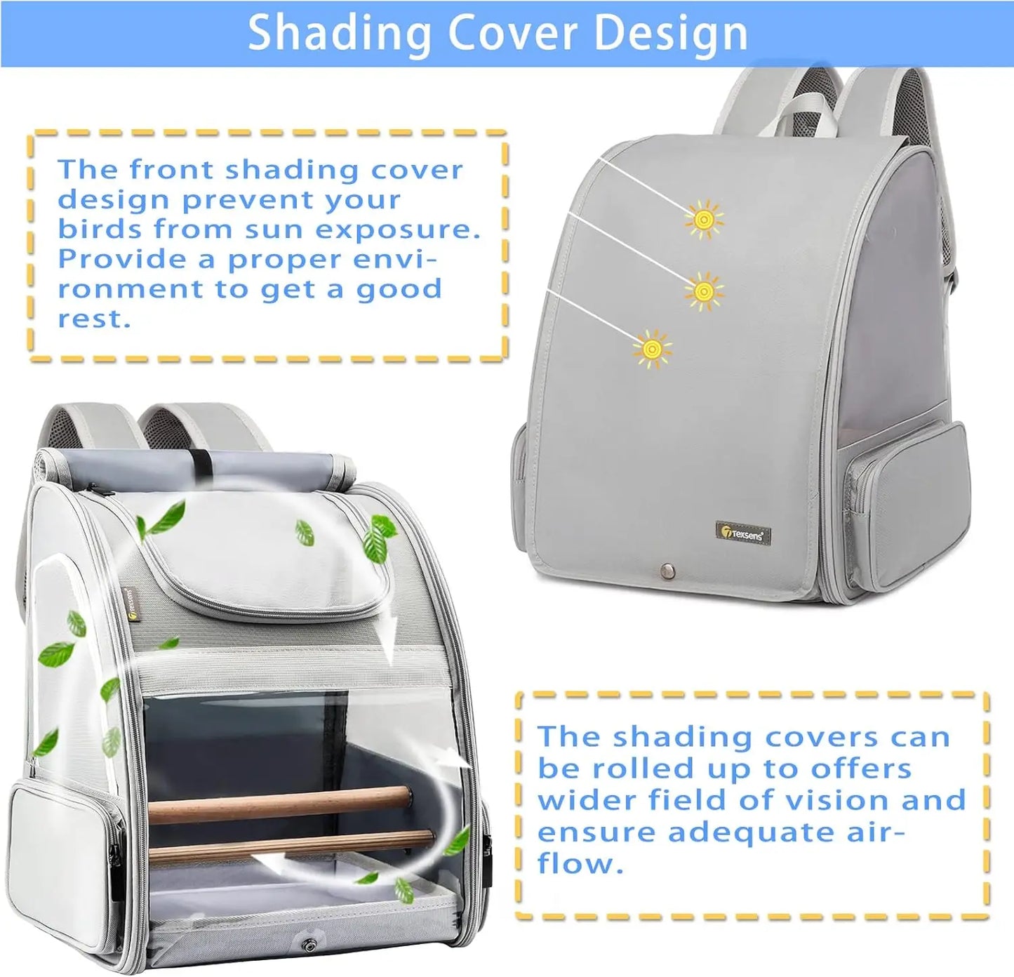 Portable Bird Carrier Backpack for Small Birds with Upgraded Tray and Perches