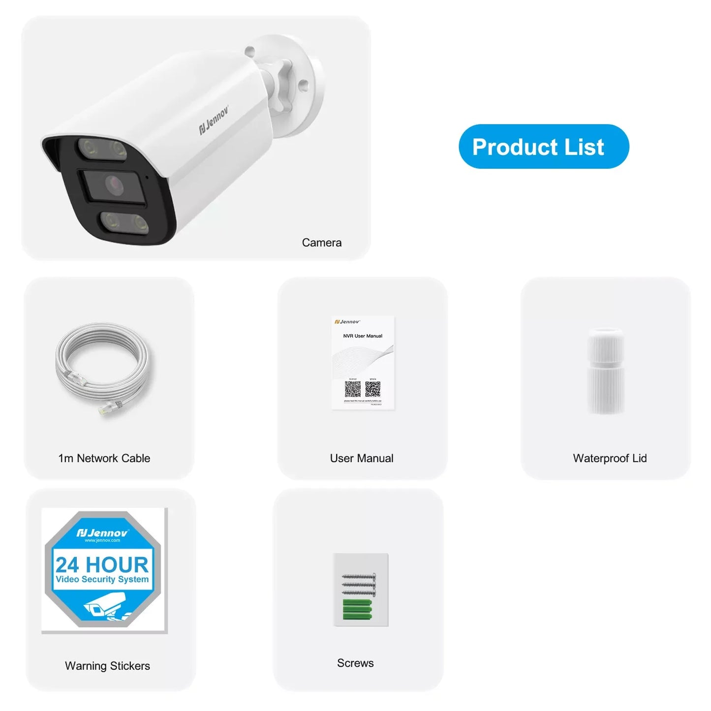 Jennov 4K 8MP POE IP Camera Security Hikvision Compatible Outdoor 2-Way Audio Auto Tracking Home Security NVR System IP66