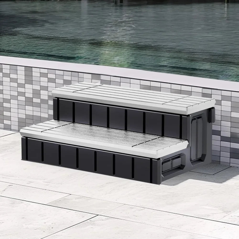 Spa Hot Tub Step with Storage Non Slip 2 Step Stool for Pool and Bathtub