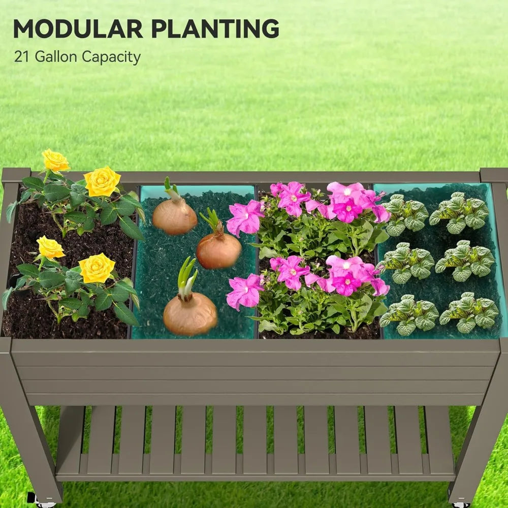 YITAHOME Elevated Garden Bed Kit with Legs and Wheels Large Resin Planter Box