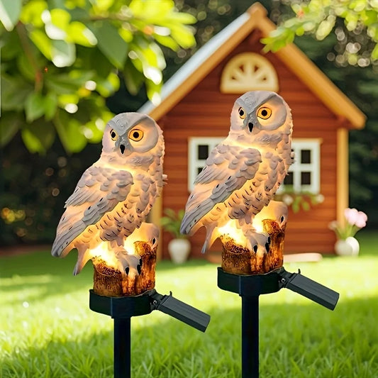 Solar Owl Garden Lights Set Of 2 Scare Bird Deterrents