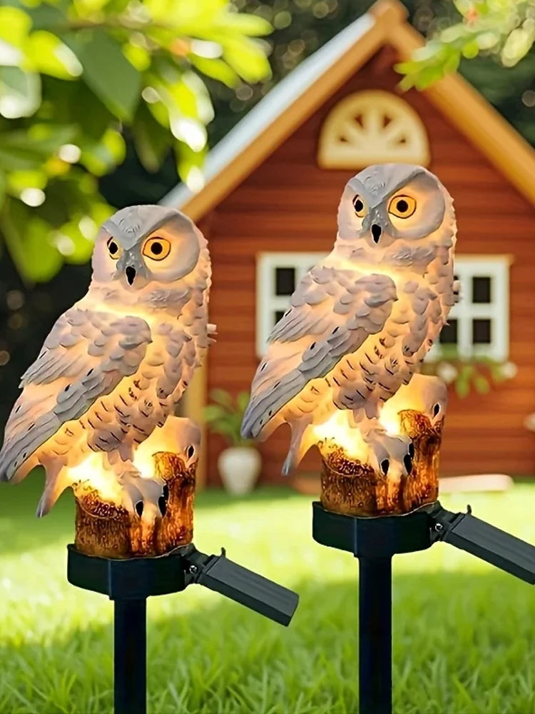 Solar Owl Garden Lights Set Of 2 Scare Bird Deterrents