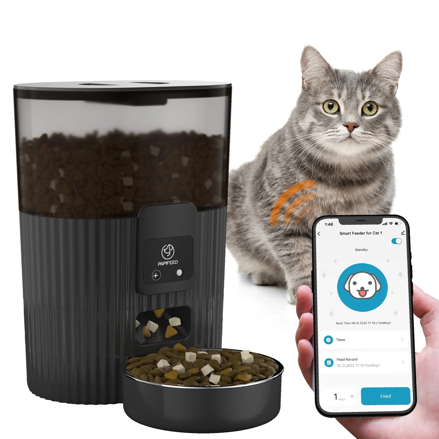 Automatic Feeder Dog Cat Food Wi Fi Remote Smart Dispenser