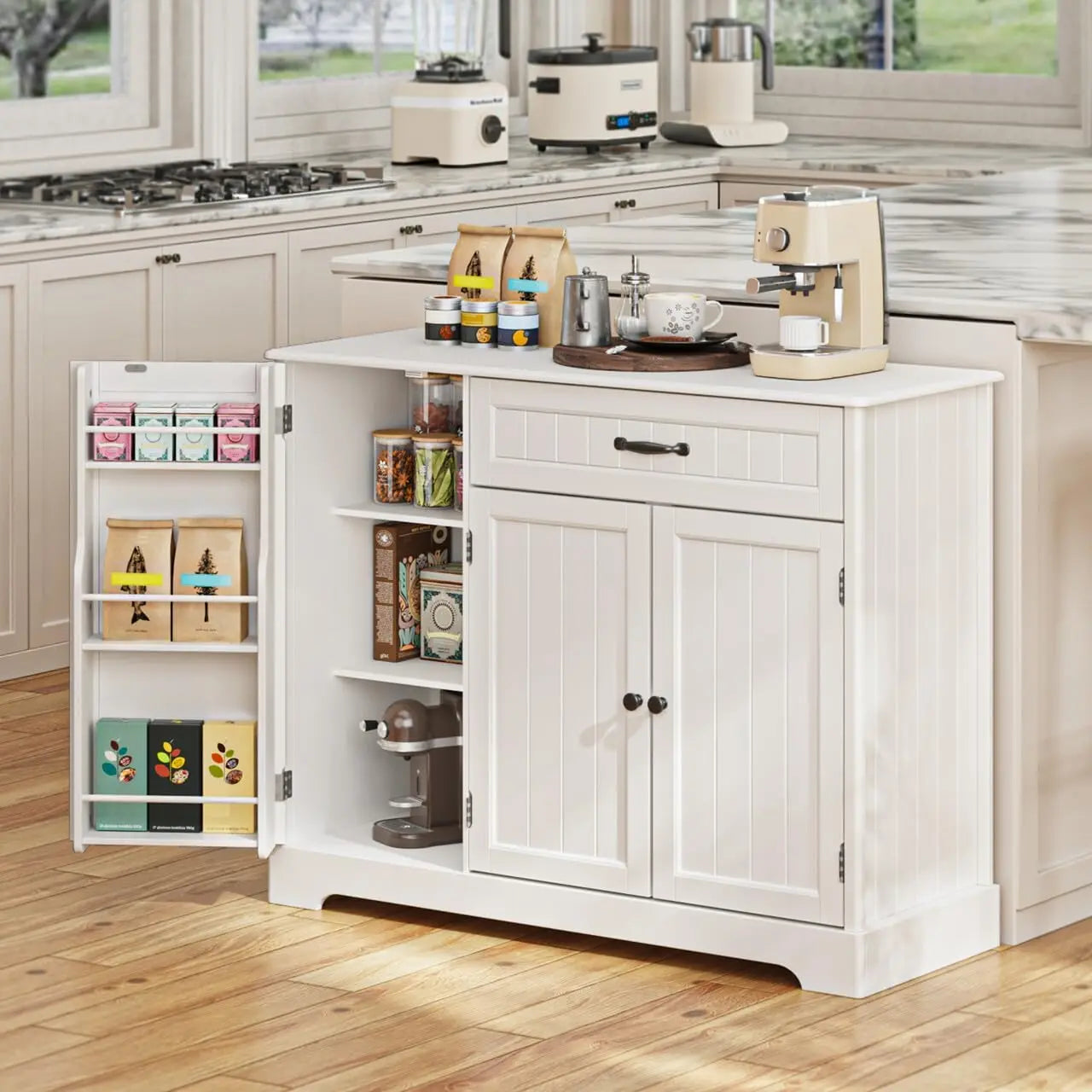 Kitchen Sideboard Buffet Cabinet Small Coffee Bar Cabinet with Drawer