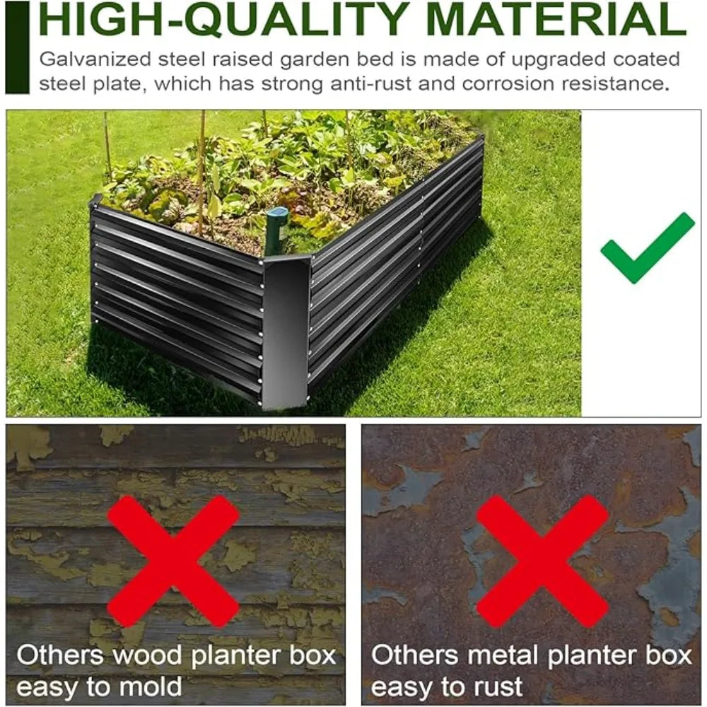 New Metal Raised Bed Garden Kit 8x4x2ft Tall Galvanized Planter Box Outdoor