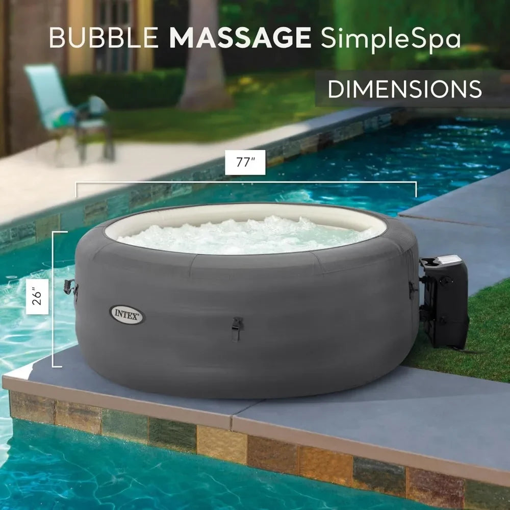 SimpleSpa Inflatable Hot Tub for 4 with Jet Massage and Built-In Pump