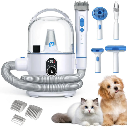 Dog Grooming Kit with 2L Vacuum Suction 99 Pet Hair Professional Vacuum Grooming Kit with Five Grooming Tools for Dogs and Cats