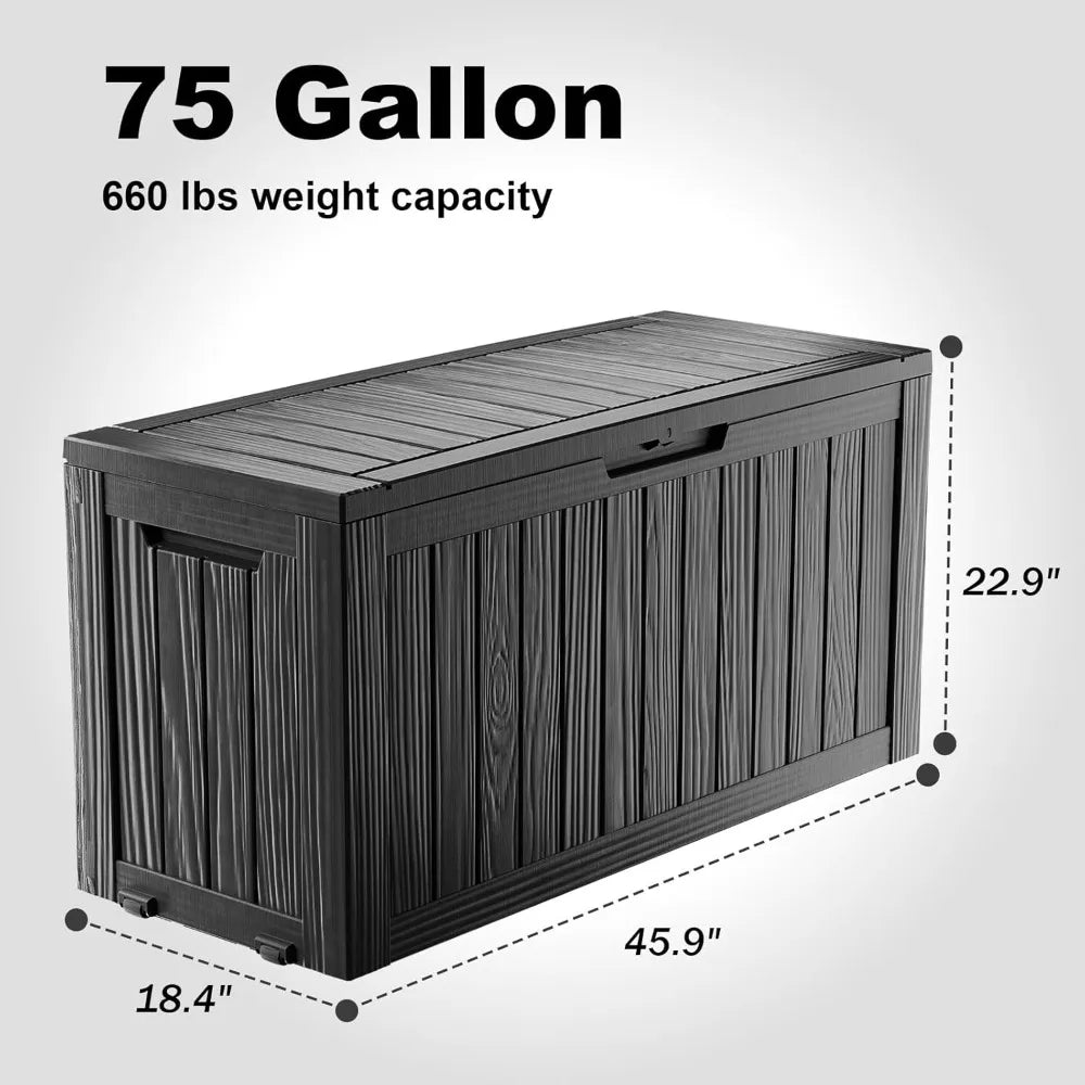 75 Gallon Mobile Waterproof Resin Deck Box With Lock