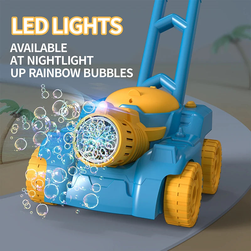 Lawn Mower Bubble Machine Weeder Soap Maker Blower Baby Activity Walker for Outdoor Kids Toys.