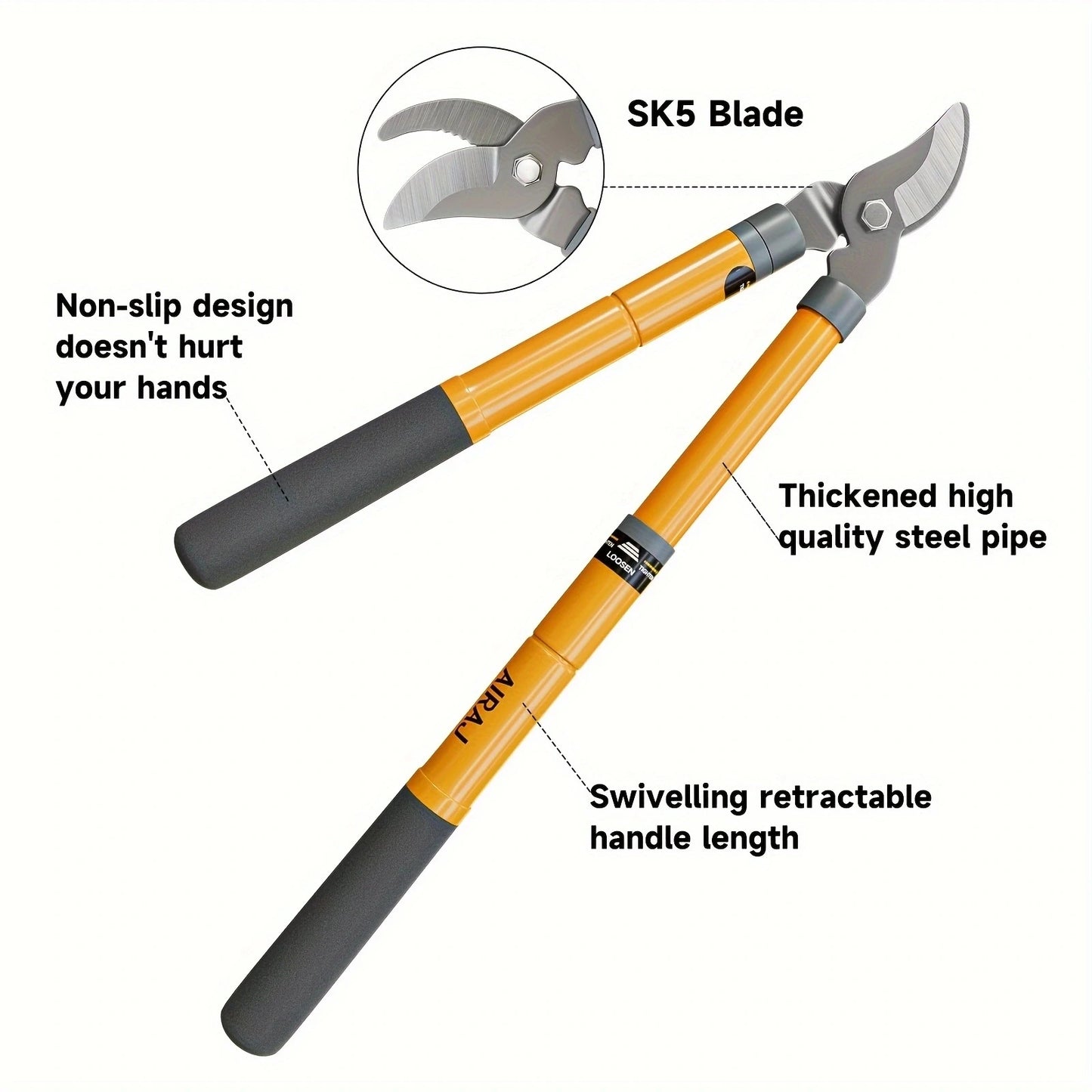 Bypass Lopper , Hedge Shears, Pruning Shears with Telescopic Handles, Extendable