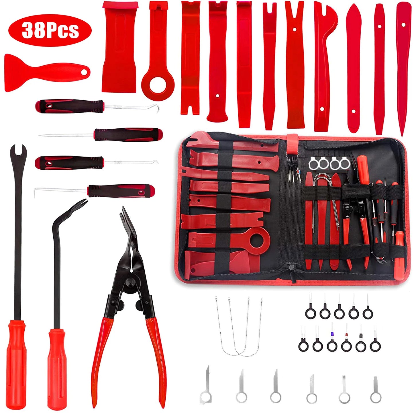 JOIGVFN 38Pcs Car Interior Trim Removal Tool Kit Plastic Panel Clip Puller Set Tools