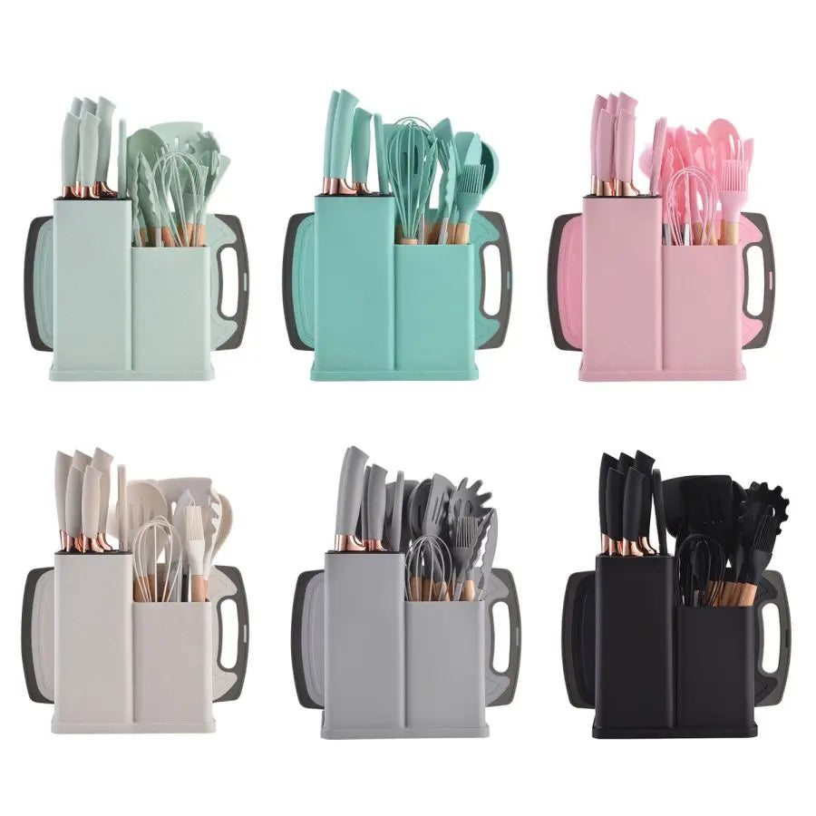 Food Grade Silicone Kitchenware Set 19 Pcs Spatula Knife