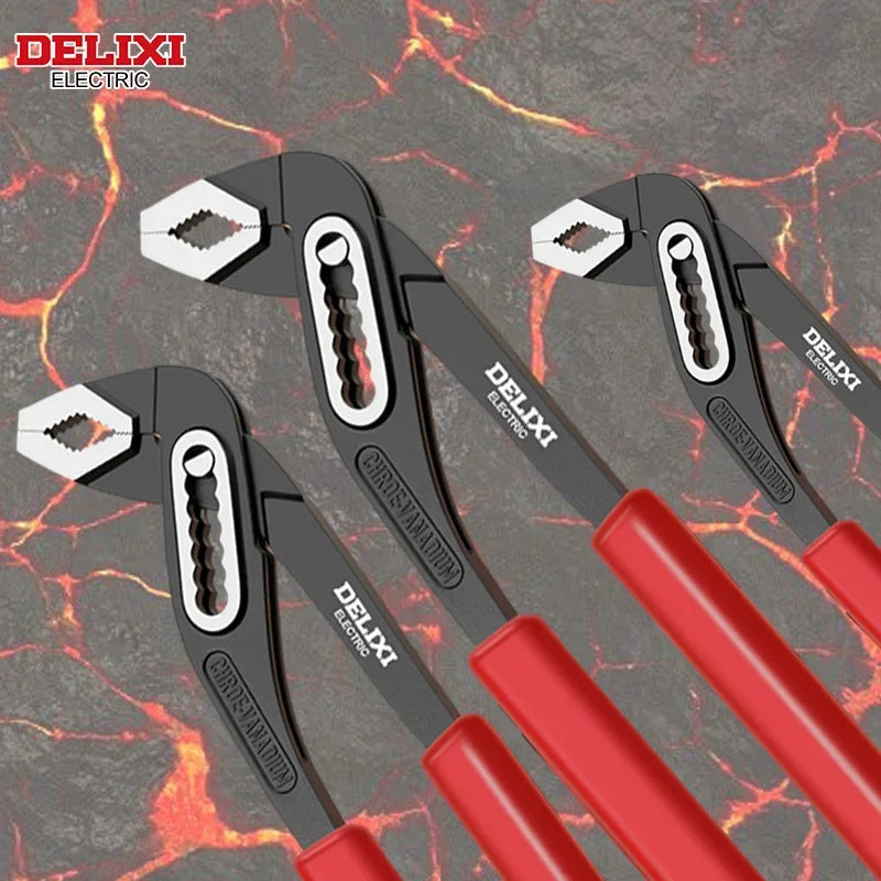 Delixi Electric 3 Piece Multifunctional Water Pump Pliers Universal Large Opening Water Pipe Pliers