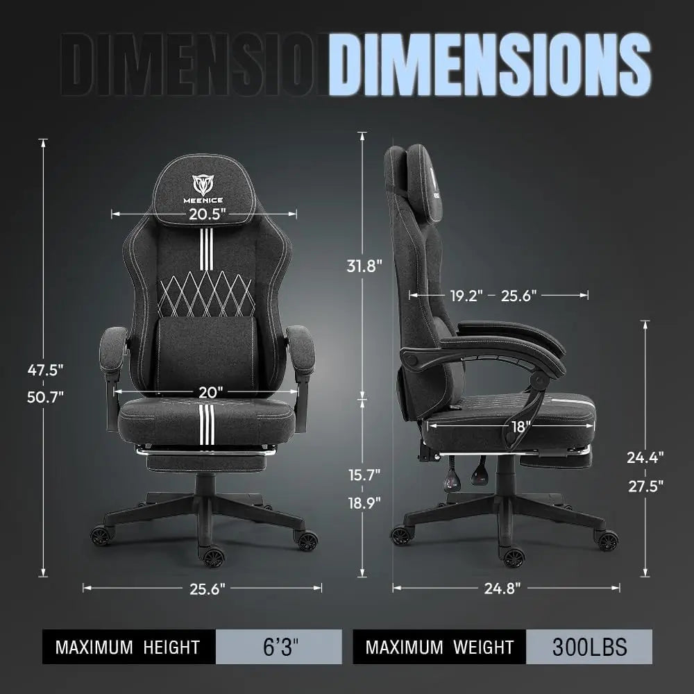 Big and Tall Gaming Chair with Pocket Spring Cushion Adjustable High Back 300LBS