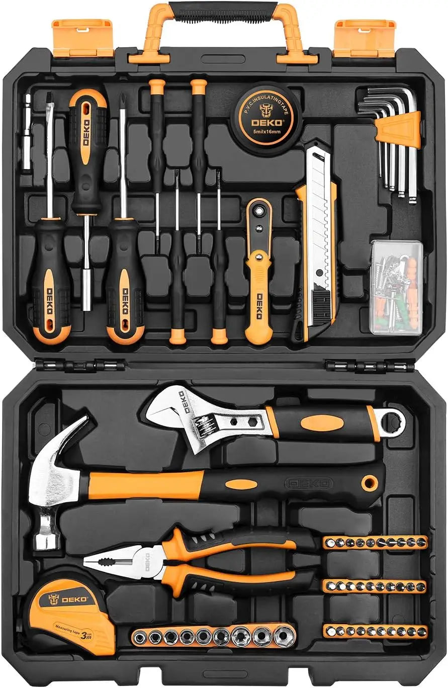 Deko 100 Piece Home Repair Tool Set With Compact Toolbox