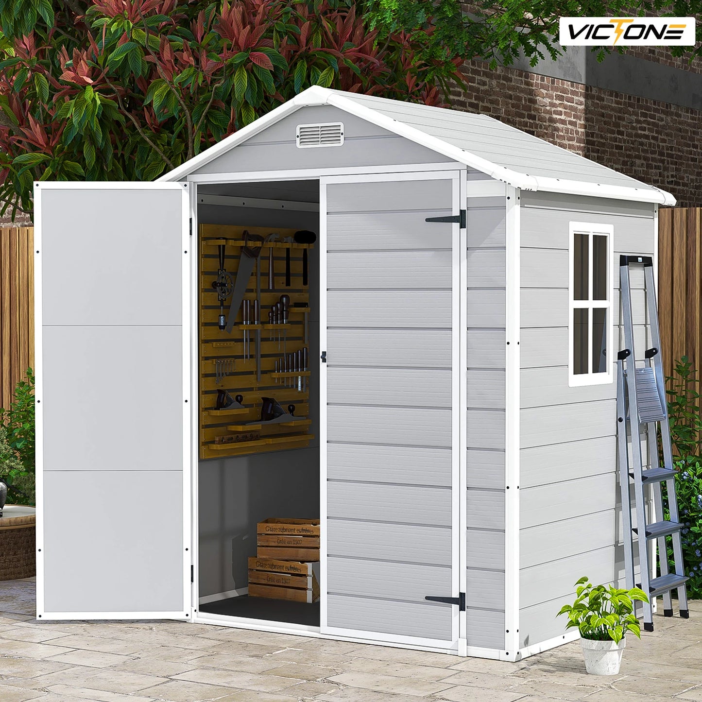 Victone 6 By 4 Foot Plastic Outdoor Storage Shed With Floor
