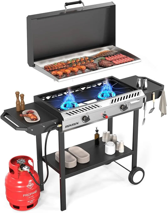 150000 BTU 2 Burner Outdoor Propane Stove With Shelf