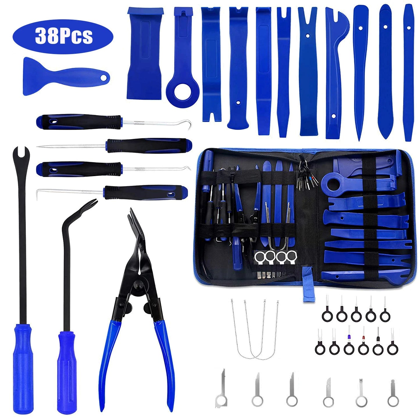 JOIGVFN 38Pcs Car Interior Trim Removal Tool Kit Plastic Panel Clip Puller Set Tools