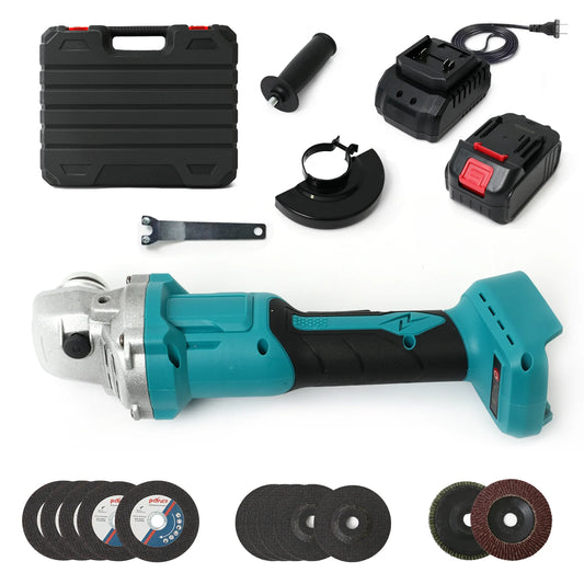 Cordless Angle Grinder Kit Brushless 21V 1300mAh Batteries
