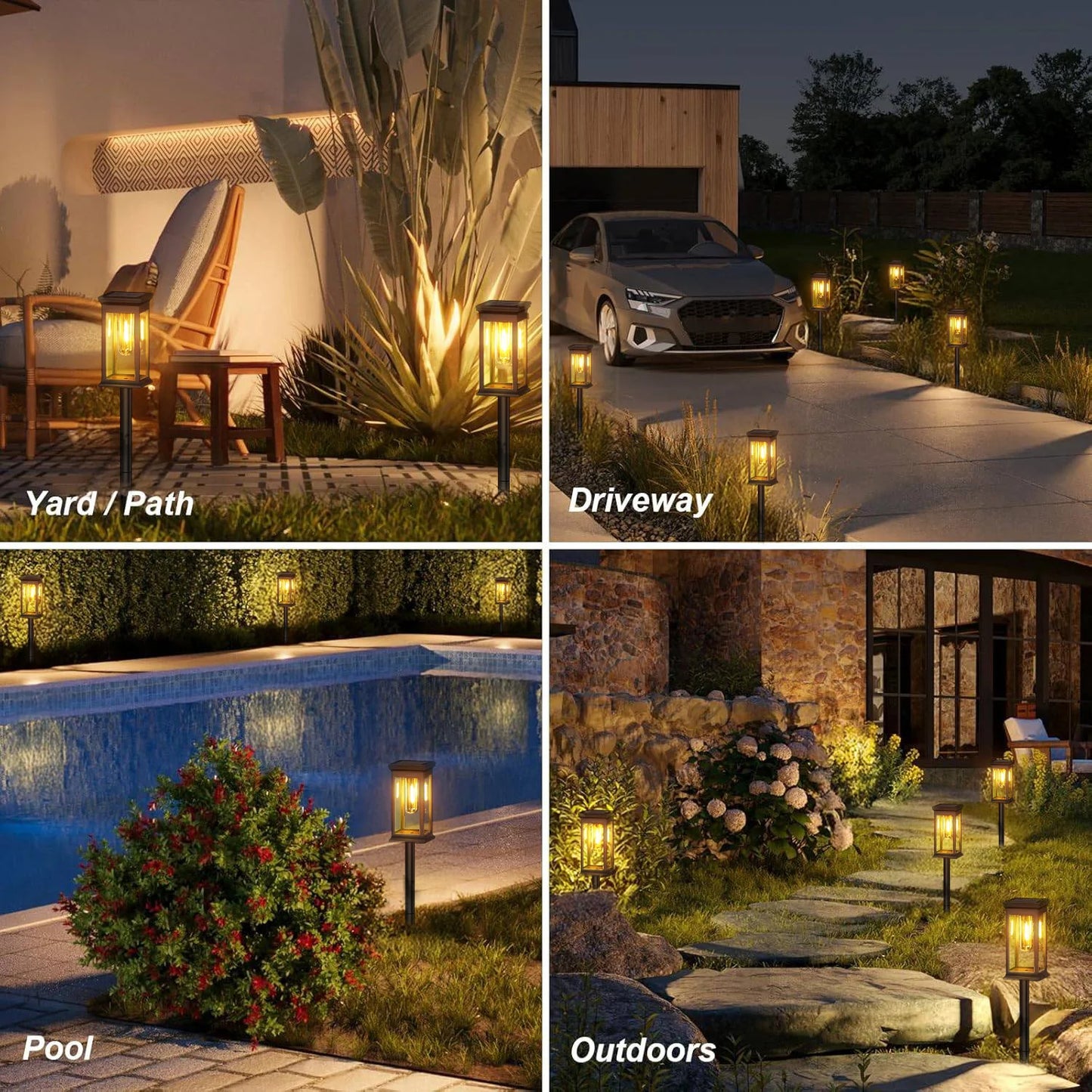 KPSTEK Solar Lights for Yard and Garden Walkway 2700K Upgraded Outdoor LED Path Lights