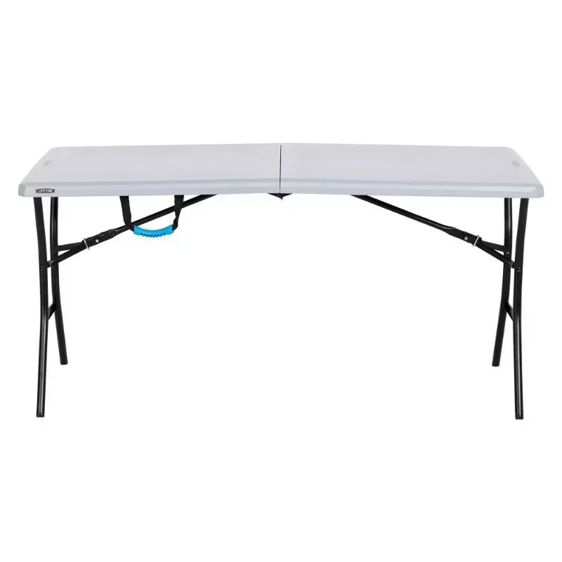 5 Foot Rectangle Fold-in-Half Table, Indoor/Outdoor Essential, Gray, 60.3" x 25.5" (80861)