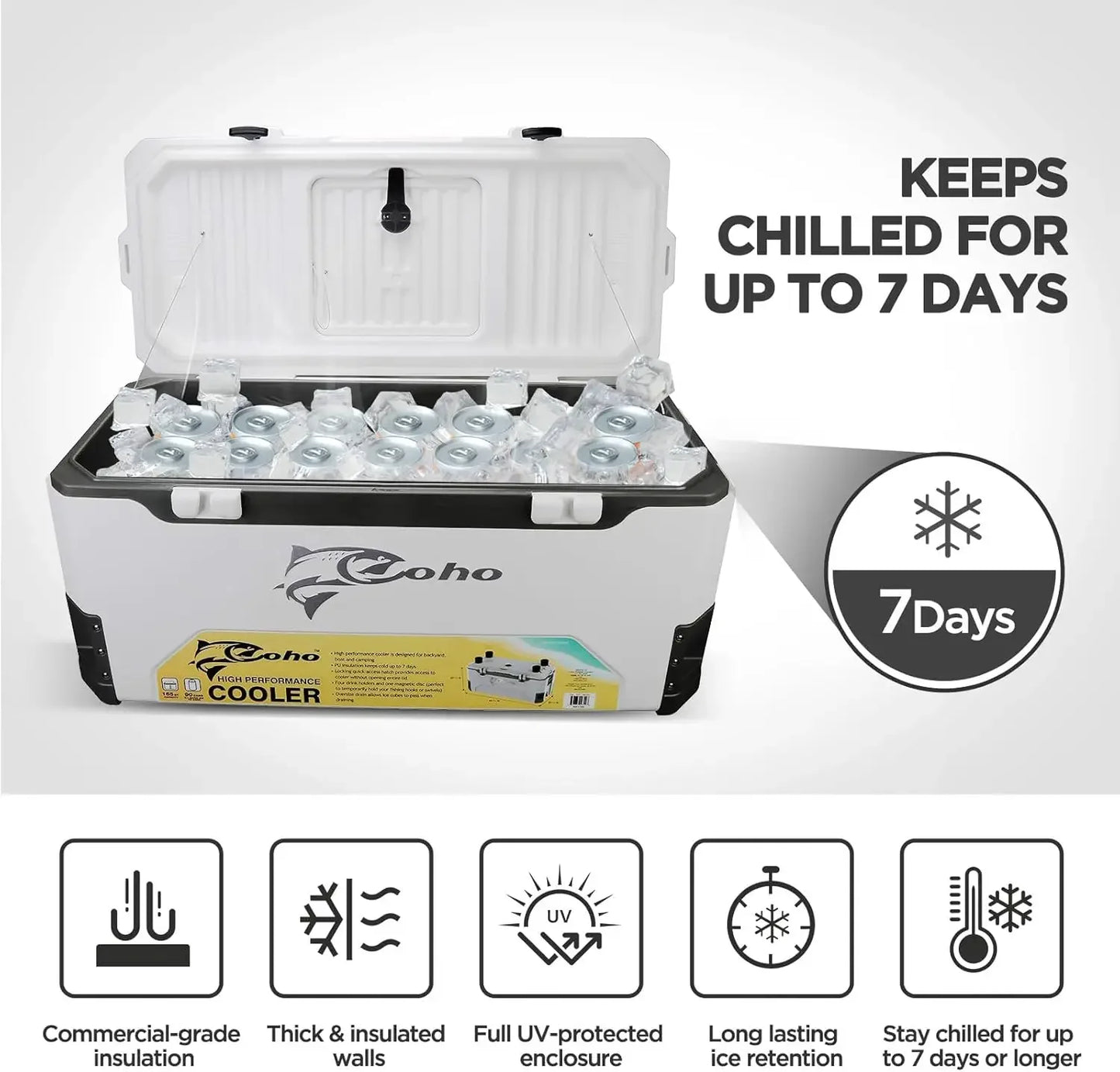 165QT Heavy Duty Insulated Cooler With Fish Ruler Removable