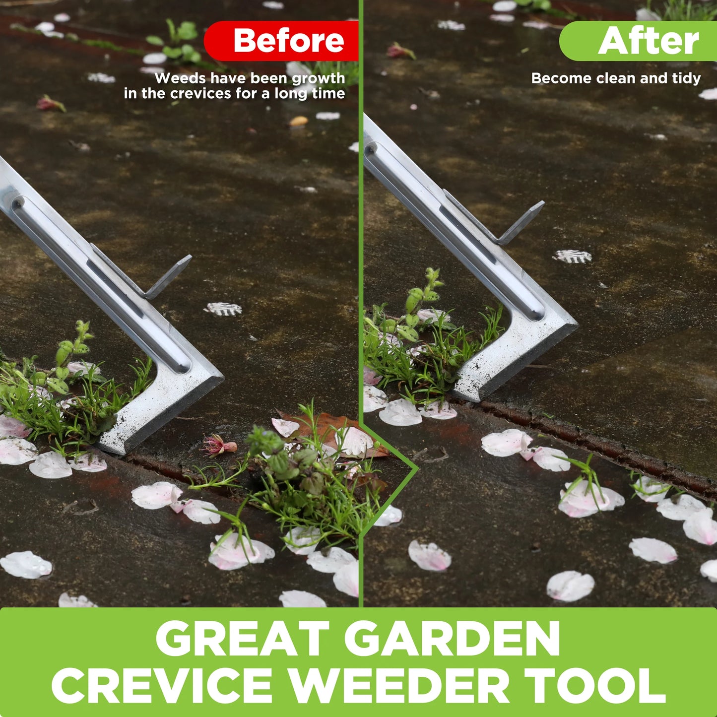Garden Tool Set 3 Pcs Gardening Tools with Wood Handle, Weed Puller, Crack Weeder and Hand Trowel.