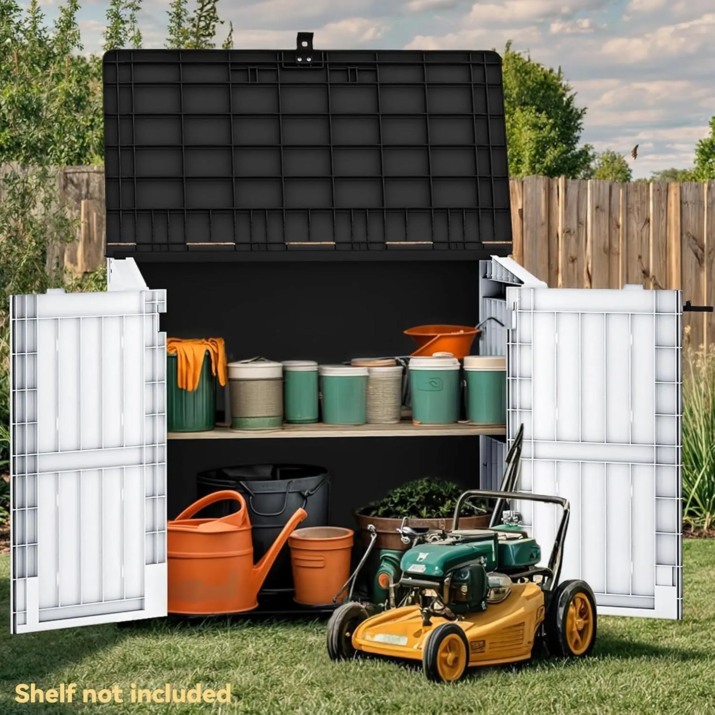 Resin Plastic Tool Storage Shed With Lid Lockable Door