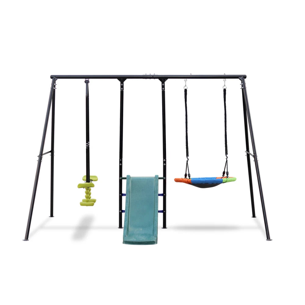 Swing Sets for Backyard 550 Pounds Swingset Outdoor for Kids Swing Set with Slide and Glider One Saucer Swing Chair