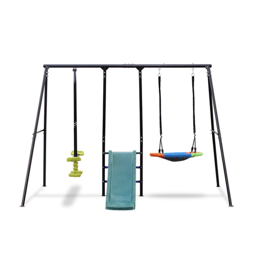 Swing Sets for Backyard 550 Pounds Swingset Outdoor for Kids Swing Set with Slide and Glider One Saucer Swing Chair