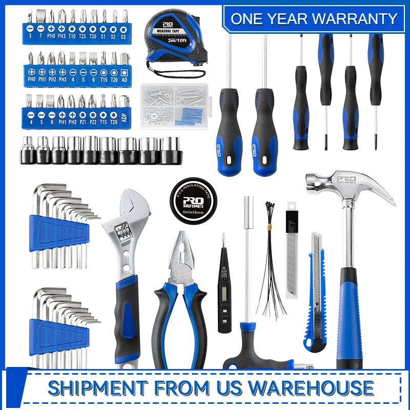Prostormer 179 Piece Home Tool Kit Set With Portable Tool Box Essential Tools For Apartment Garage Office College Dorm